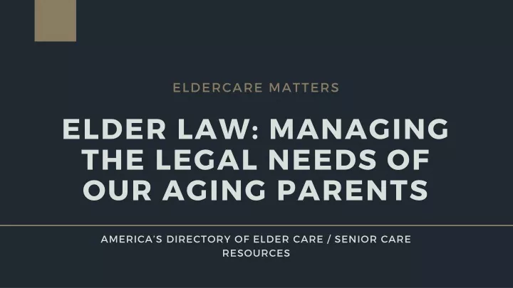 eldercare matters