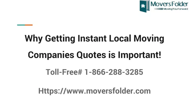 why getting instant local moving companies quotes is important
