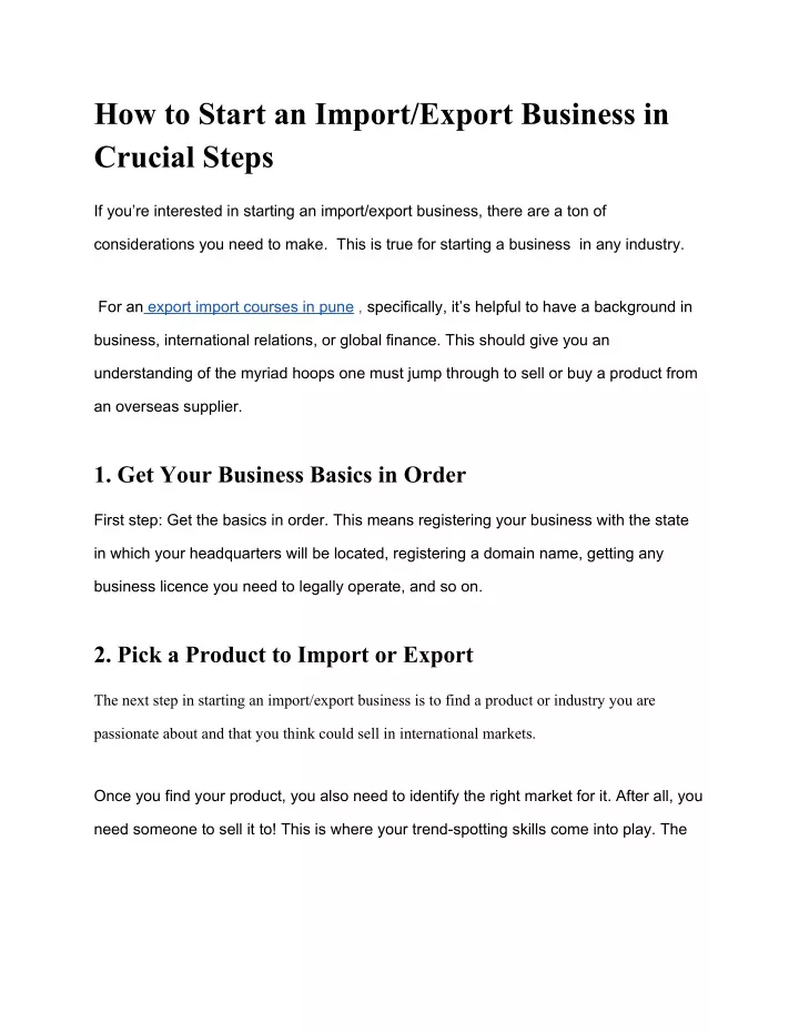 how to start an import export business in crucial