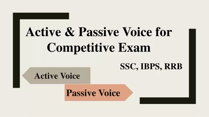 active passive voice for competitive exam