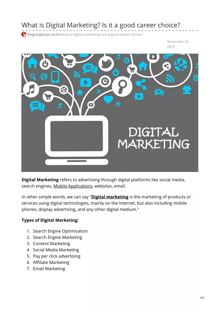 what is digital marketing is it a good career