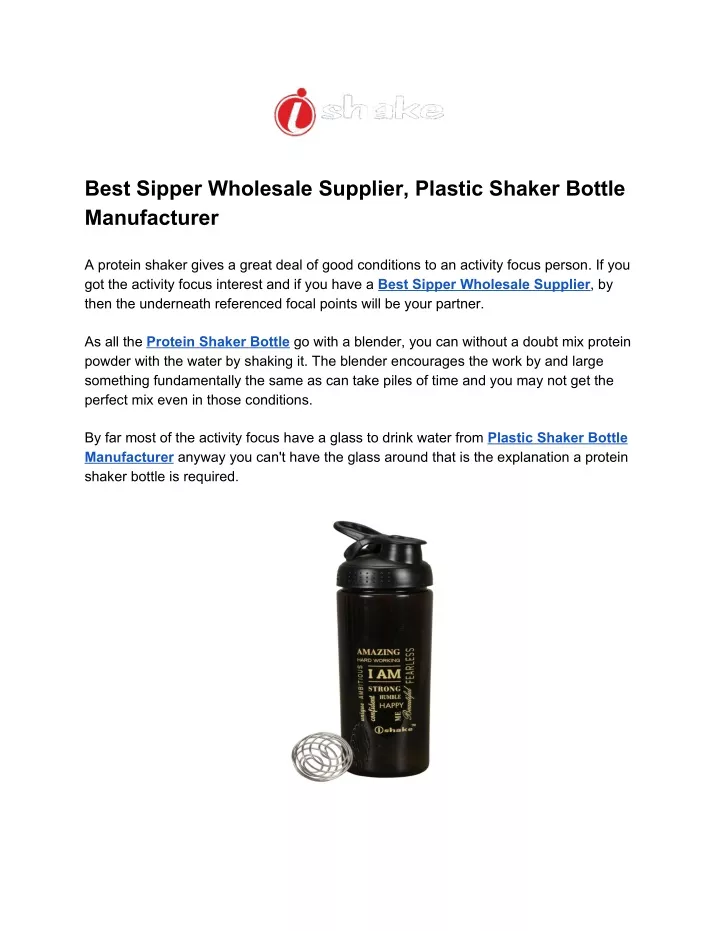 best sipper wholesale supplier plastic shaker