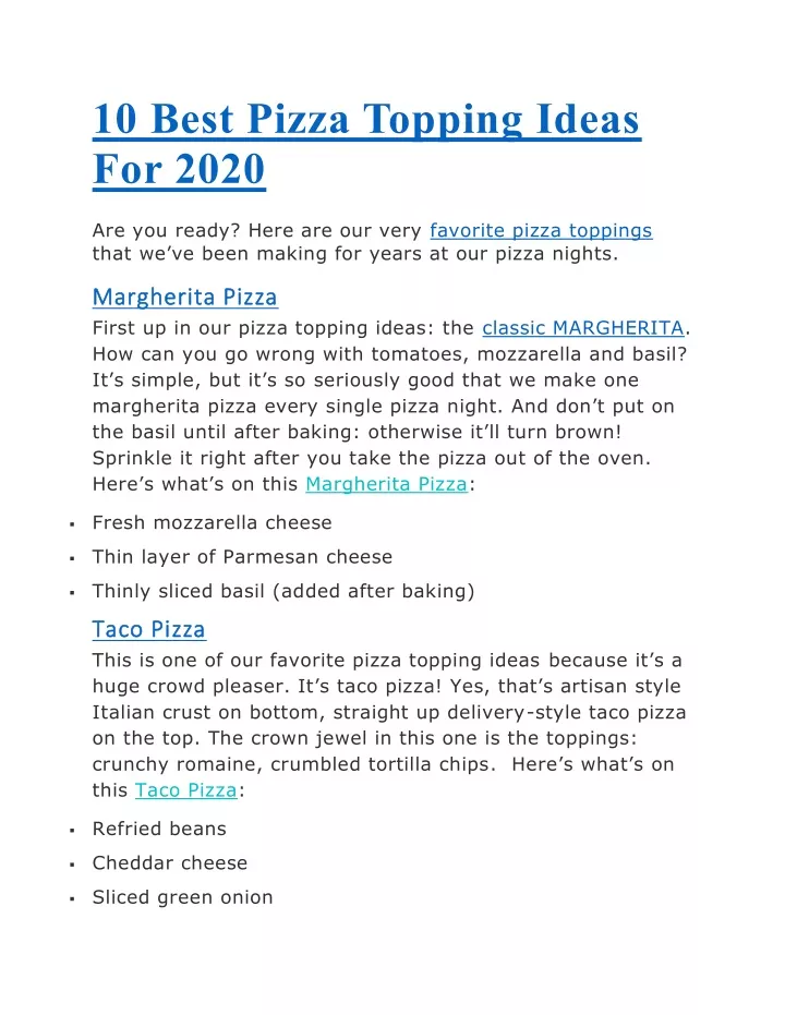 10 best pizza topping ideas for 2020
