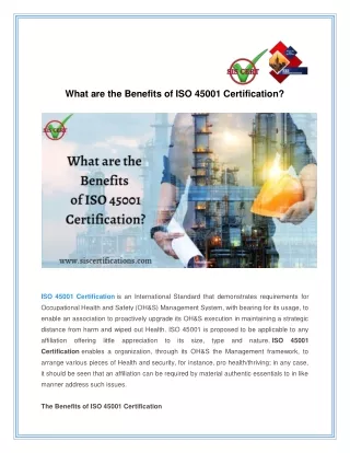 What are the Benefits of ISO 45001 Certification?