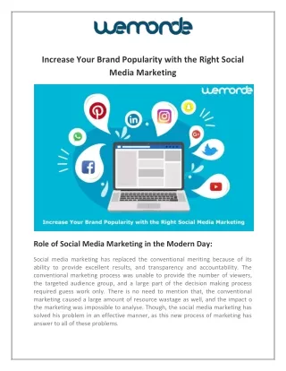 Increase your brand popularity with the right social media marketing