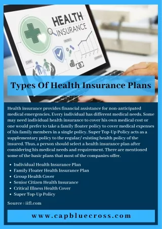 Types Of Health Insurance Plans