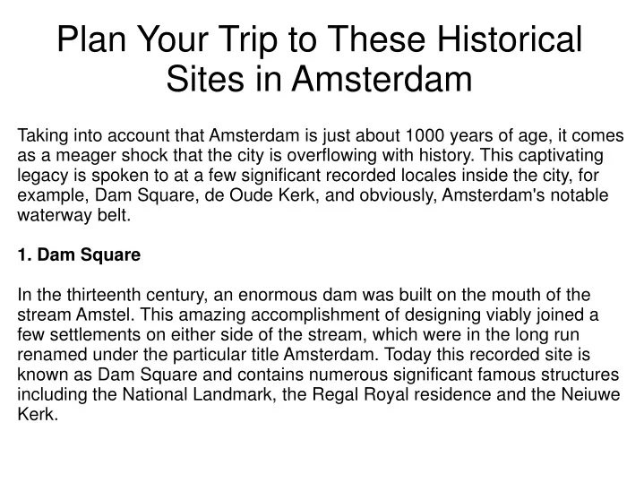 plan your trip to these historical sites in amsterdam