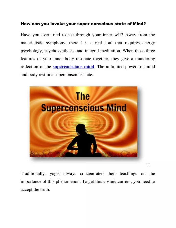 how can you invoke your super conscious state