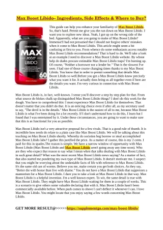 Max Boost Libido: Warnings, Benefits & Side Effects!