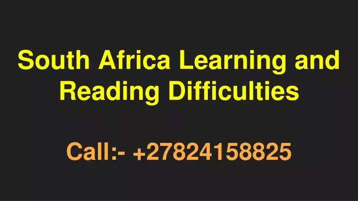 south africa learning and reading difficulties