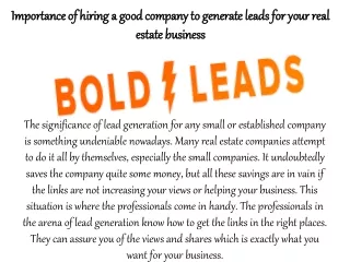 Bold Leads features that enhance your real estate business