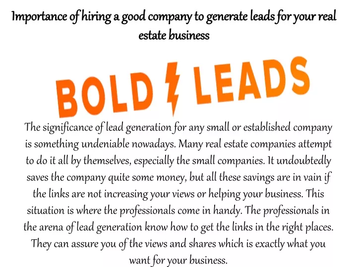 importance of hiring a good company to generate