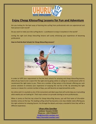 Enjoy Cheap Kitesurfing Lessons for Fun and Adventure