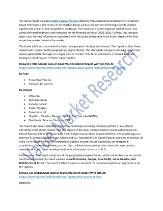Adult Vaccine Market Analysis, Trends & Growth Outlook 2019-2026