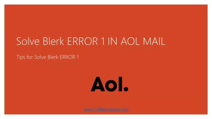 solve blerk error 1 in aol mail