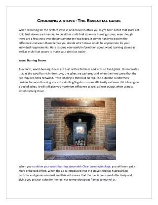 Choosing a stove - The Essential guide