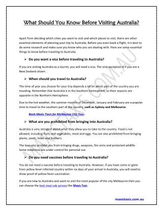 What Should You Know Before Visiting Australia?