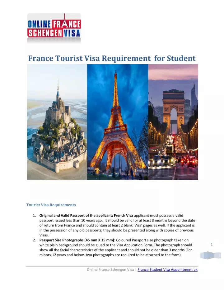 france tourist visa requirement for student