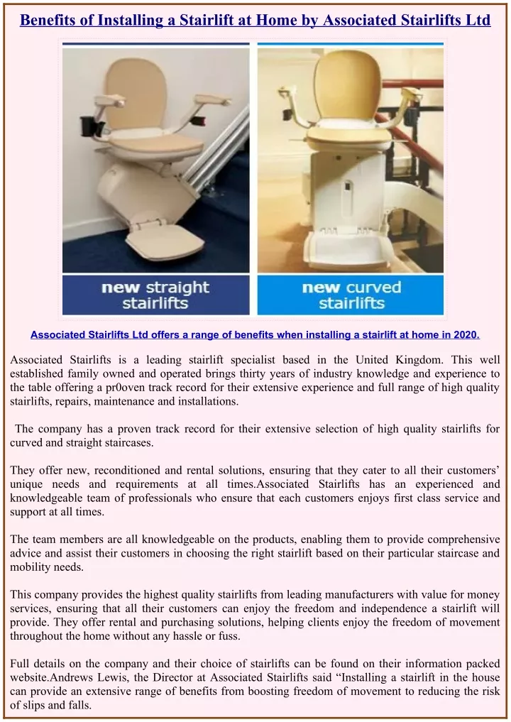 benefits of installing a stairlift at home