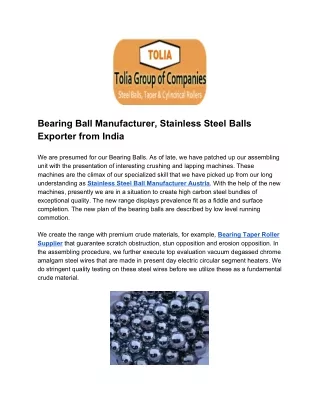 Bearing Ball Manufacturer, Stainless Steel Balls Exporter from India