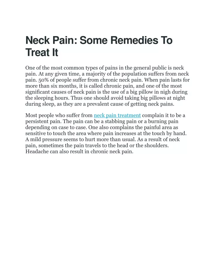 neck pain some remedies to treat it