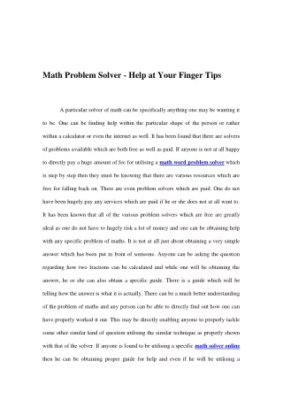 Math Problem Solver - Help at Your Finger Tips
