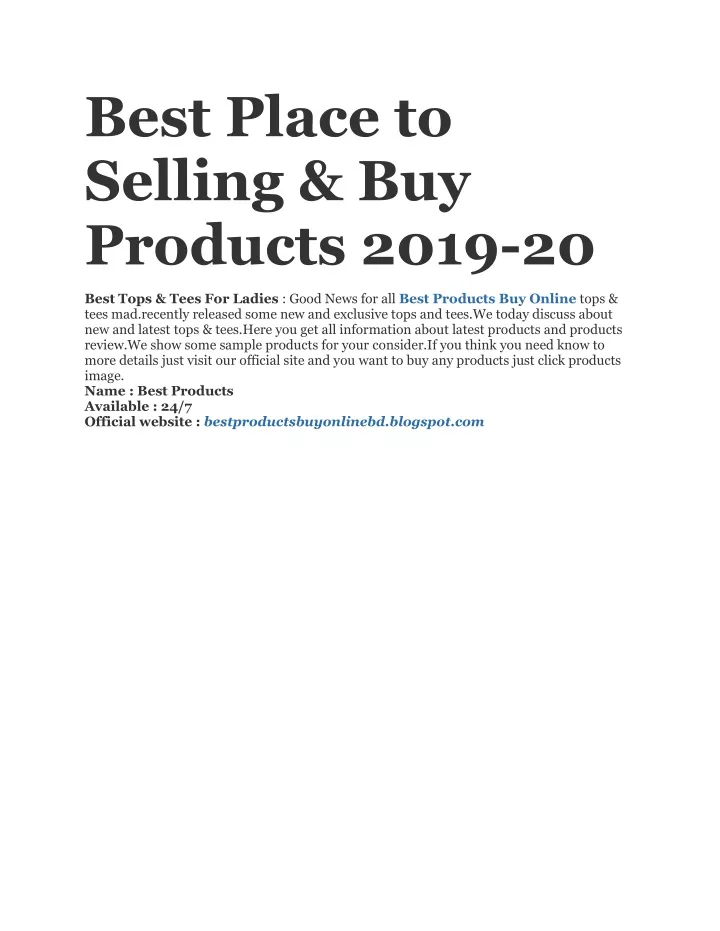 best place to selling buy products 2019 20