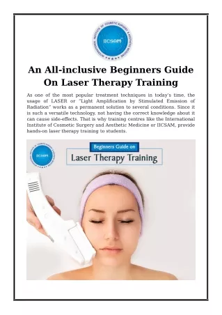 An All-inclusive Beginners Guide On Laser Therapy Training