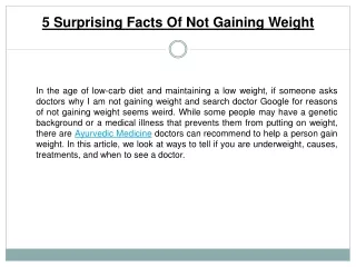5 Surprising Facts of not gaining Weight | Ayurzones