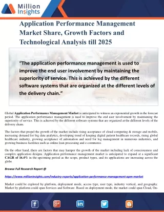 Application Performance Management Market Share, Growth Factors and Technological Analysis till 2025
