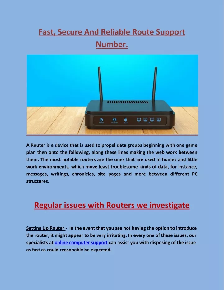 fast secure and reliable route support number