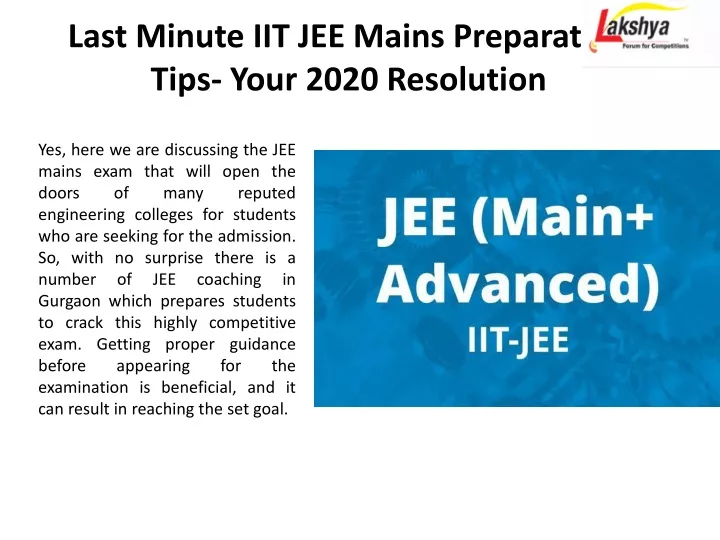last minute iit jee mains preparation tips your 2020 resolution