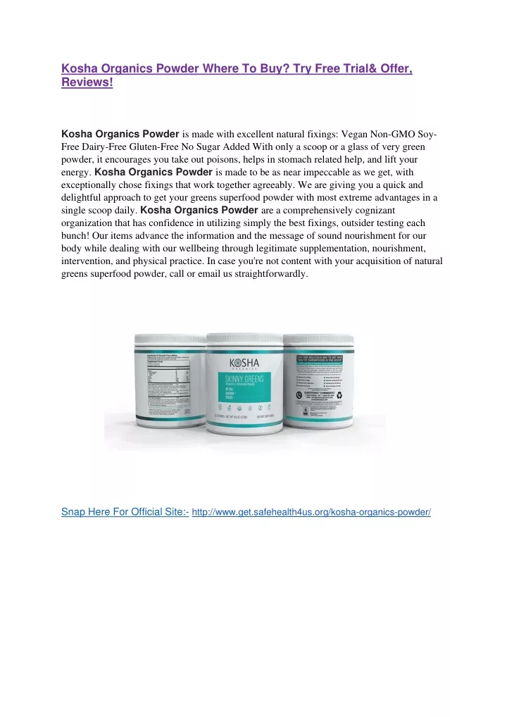 kosha organics powder where to buy try free trial
