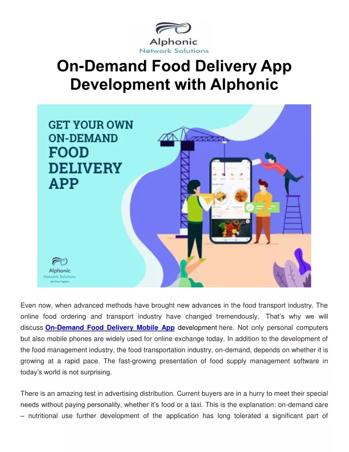 on demand food delivery app development with