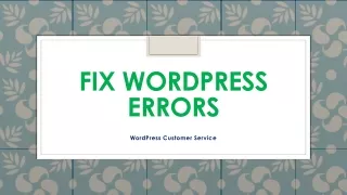 Connect WordPress experts Fix Errors