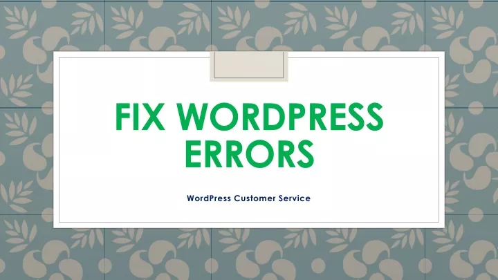 fix wordpress errors