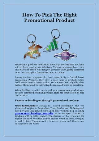 How To Pick The Right Promotional Product