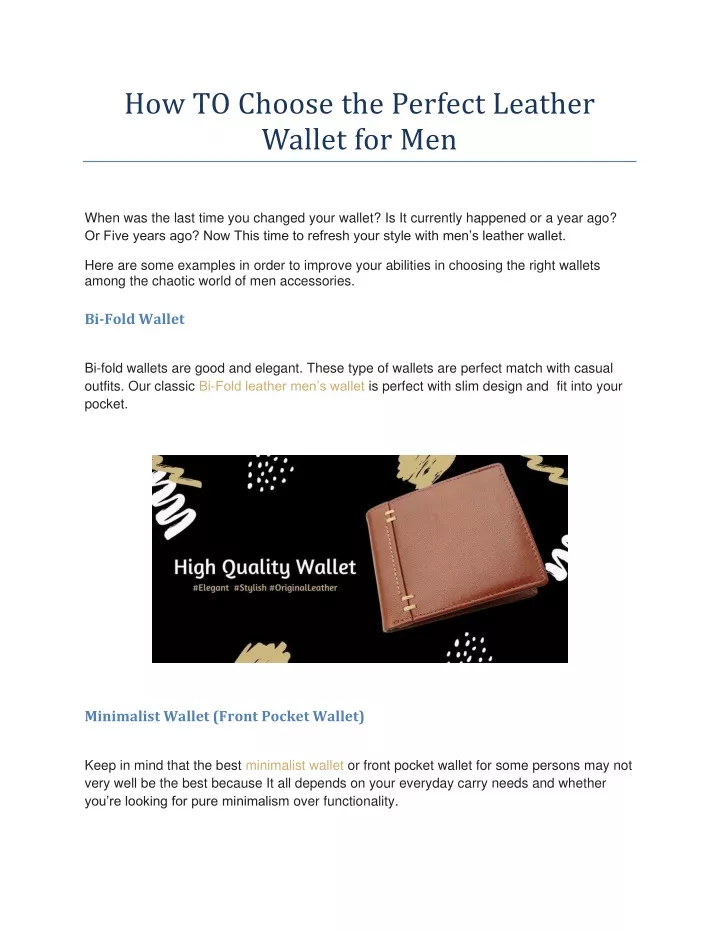 how to choose the perfect leather wallet for men