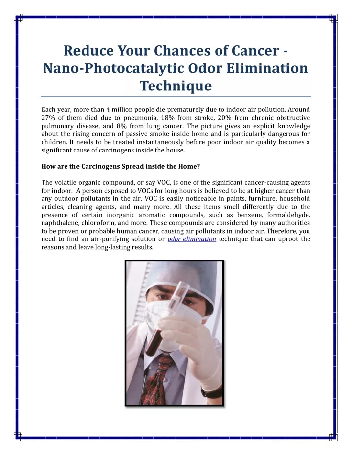 reduce your chances of cancer nano photocatalytic