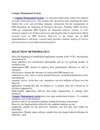 Selection methodology oF Campus Management System