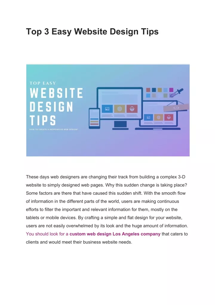 top 3 easy website design tips