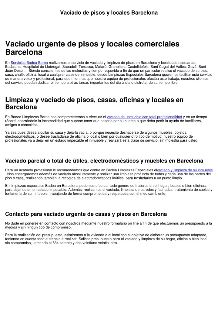 vaciado de pisos y locales barcelona