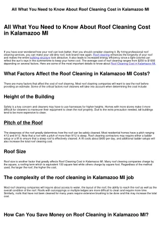 All What You Need to Know About Roof Cleaning Cost in Kalamazoo MI