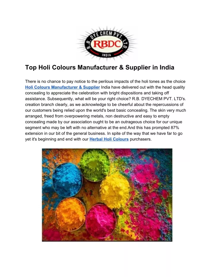 top holi colours manufacturer supplier in india