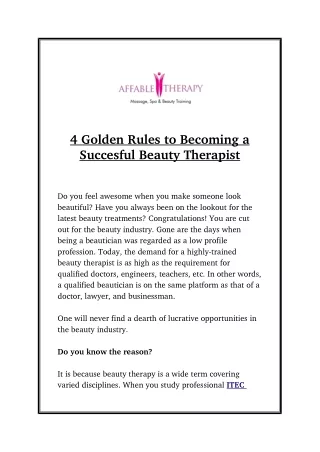 4 Golden Rules to Become a Successful Beauty Therapist