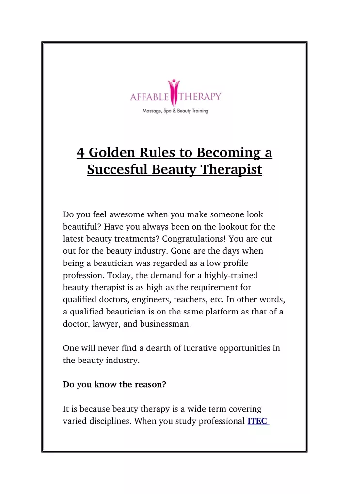4 golden rules to becoming a succesful beauty