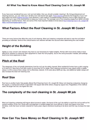 All What You Need to Know About Roof Cleaning Cost in St. Joseph MI