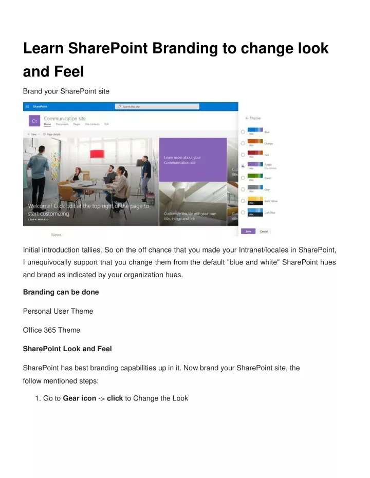 learn sharepoint branding to change look and feel