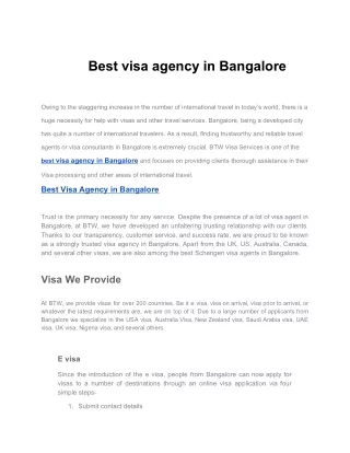 Best visa agency in Bangalore