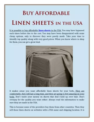 Buy Affordable Linen sheets in the USA